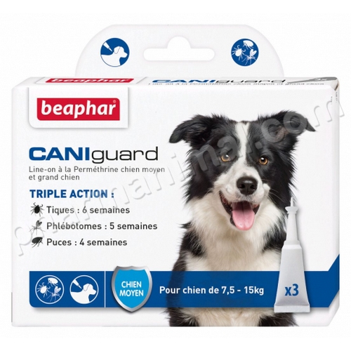 CANIGUARD LINE-ON (7,5-15 KG)  	plaq/3    	sol ext